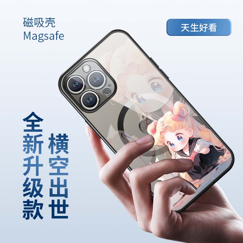 适用苹果15promax手机壳磁吸iphone14适用13美少女战士12水冰月11可爱14pro黑猫mini保护套MagSafe猫咪15plus - 图0