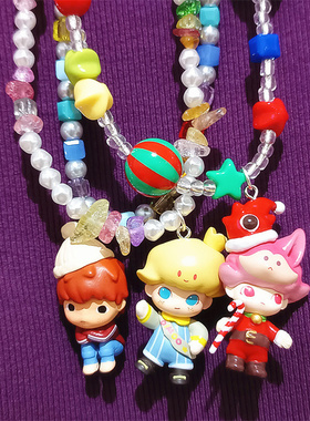 卡通泡泡玛特树脂吊坠糖果项链女