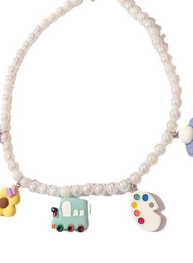 小汽车唐老鸭花朵宇宙飞船项链女