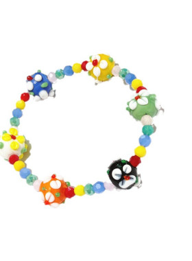 琉璃花朵波点珠彩色手工串珠手链