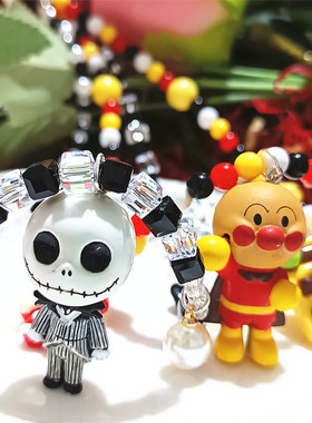 原创手作面包超人水晶串珠项链女