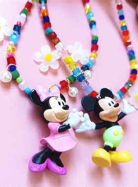 米奇米妮米老鼠彩色水晶串珠项链
