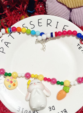 女大白兔Rabbit彩色糖果珠子项链