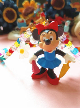 米老鼠雨伞米妮手工水晶串珠项链