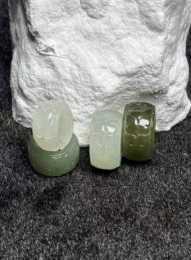 天然和田玉回纹跑环散珠子单珠