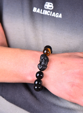 父亲节礼物黑曜石转运珠貔貅手链