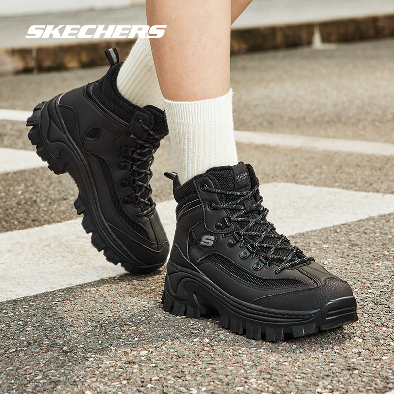 Skechers斯凯奇女士复古高帮鞋2025年冬季厚底增高加绒保暖休闲鞋