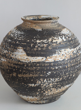 丹麦风格陶瓷花瓶摆件客厅装饰白色侘寂风粗陶罐民宿创意水培花器