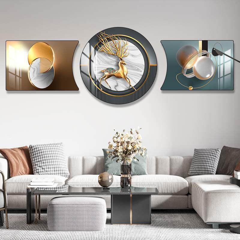 客厅装饰画沙发背景墙壁画工艺画挂画墙画简约现代大气三联画字画,淘宝优惠券,粉丝福利购,淘宝优惠卷