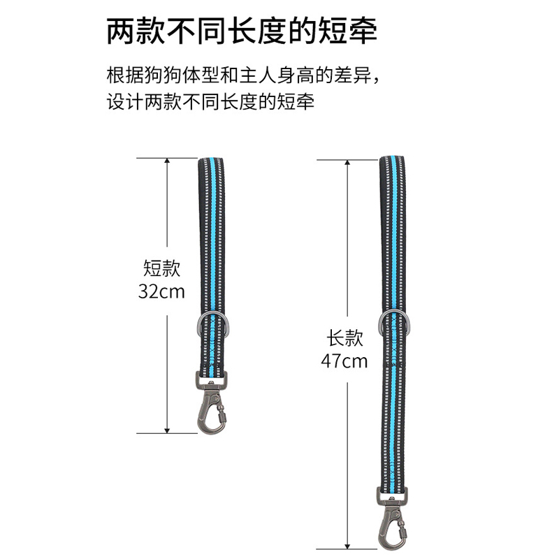 狗狗一步牵短狗绳牵引绳拉布拉多遛狗绳大型犬短牵狗绳牵引带项圈-图1