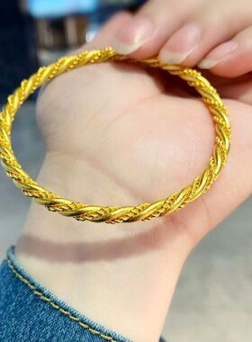 金包银麻花手镯实心高级古法传承绞丝闭口手环时尚百搭送女友老婆