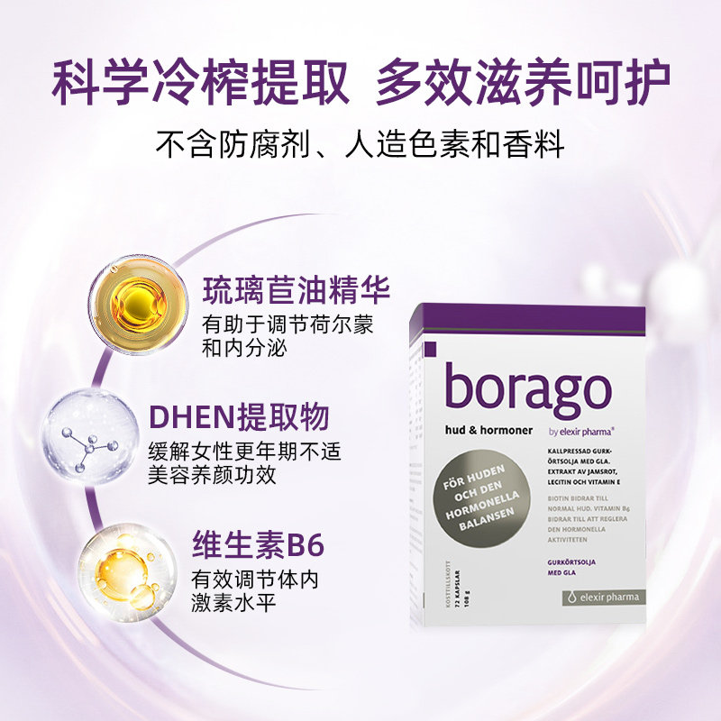 borago月见草琉璃苣dhea软油胶囊 ElexirPharma海外月见草油