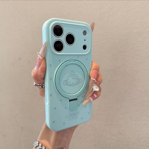 ins风波点Kitty猫适用苹果17Promax手机壳iPhone16Promax液态硅胶15Pro磁吸支架14Pro全包镜头13防摔保护套 - 图2