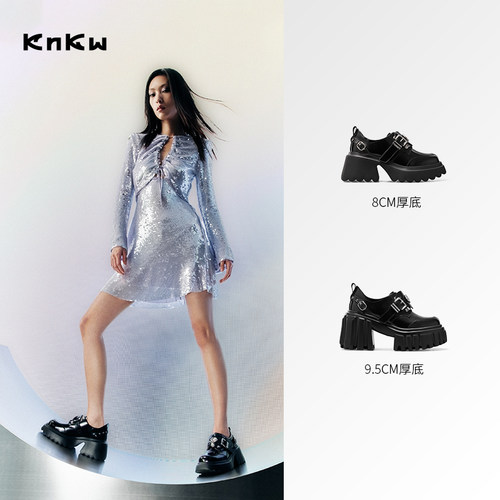 【欧阳娣娣同款】knkw美少女战士英伦风厚底小皮鞋女甜酷乐福单鞋 - 图1