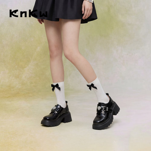 【欧阳娣娣同款】knkw美少女战士英伦风厚底小皮鞋女甜酷乐福单鞋 - 图2