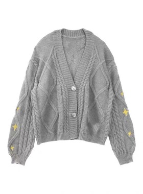 Women's purple cardigan button sweater女装紫色开衫纽扣毛衣
