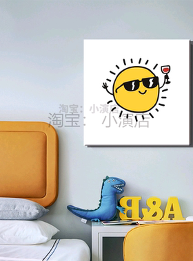 可爱黄色笑脸画smile无框画ins