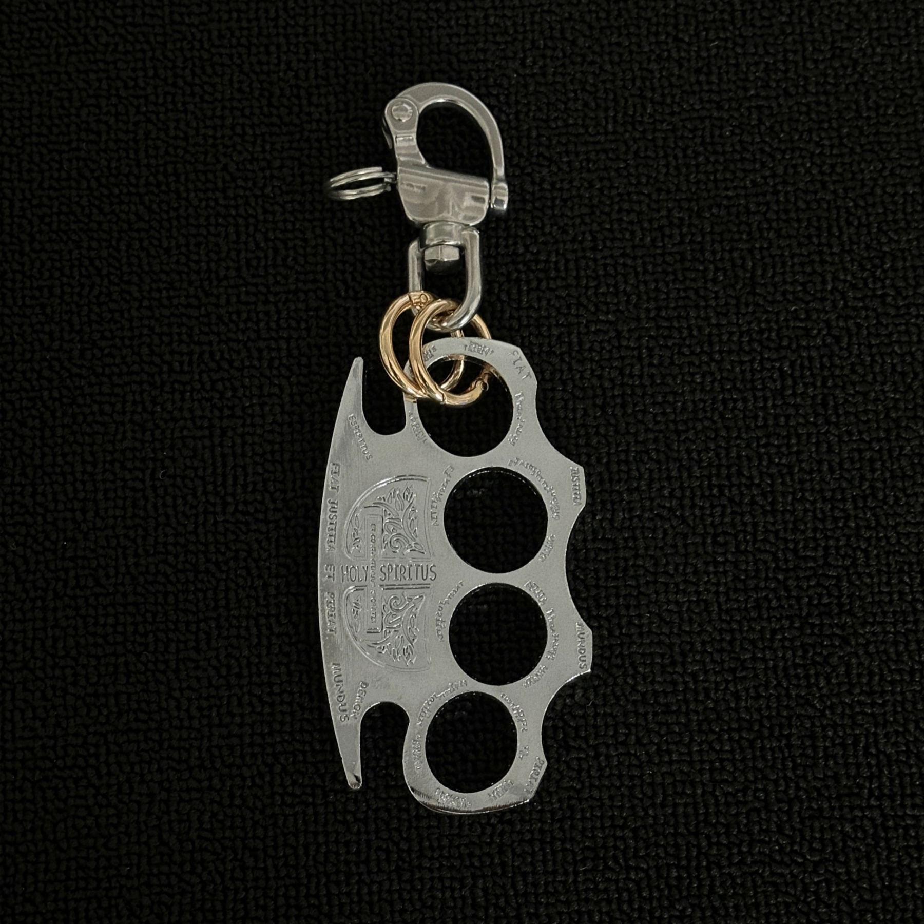 ironworks原创重磅金属指虎腰间挂饰质感穿搭点缀防身双金环卸扣 - 图1