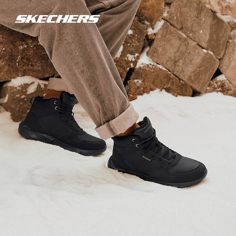 Skechers斯凯奇正品男鞋秋冬加绒加厚保暖鞋子绑带舒适休闲高帮鞋
