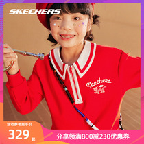 Skechers Scheckie New Years Girl Dress Girl Polo Collar Dress Red Dragon Year for Spring Festival clothes