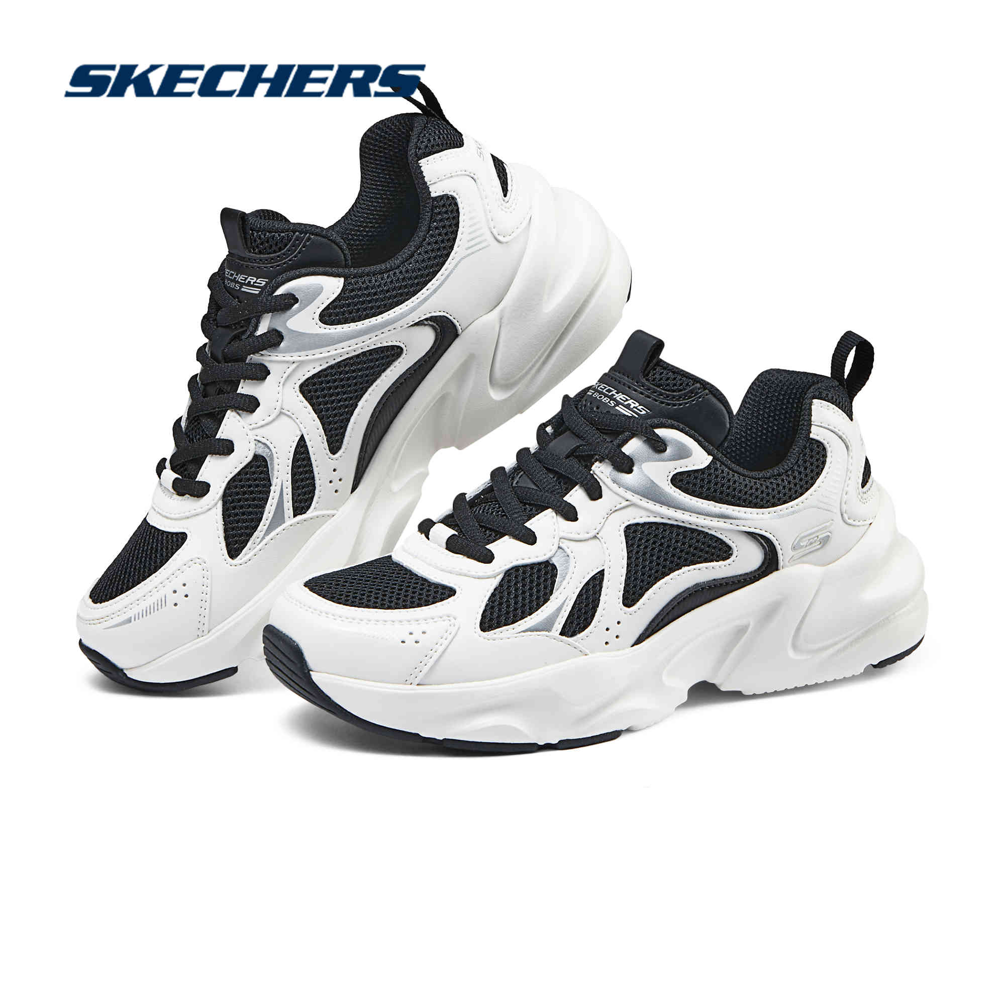 Skechers斯凯奇2024秋季新款女子老爹鞋绑带运动鞋厚底增高设计感