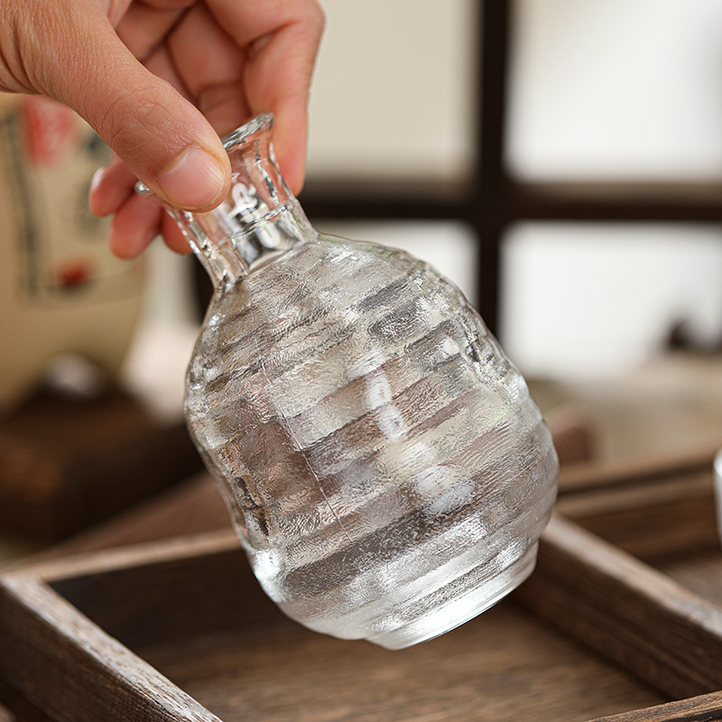 日式古风玻璃清酒杯一口杯餐厅餐具创意烫酒壶烈酒杯白酒杯一两杯