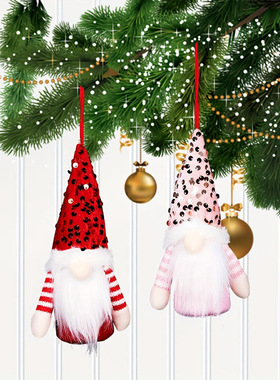 情人节装饰圣诞亮片带灯鲁道夫公仔发光无脸娃娃摆件灯饰