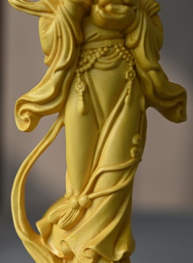 黄杨木嫦娥奔月摆件 木雕人物嫦娥仙子家居工艺品摆饰中秋节礼品