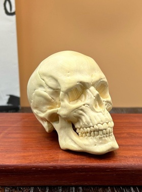 黄杨木雕刻骷髅头模型手把件实木骷髅摆件家居人头骨个性装饰摆设