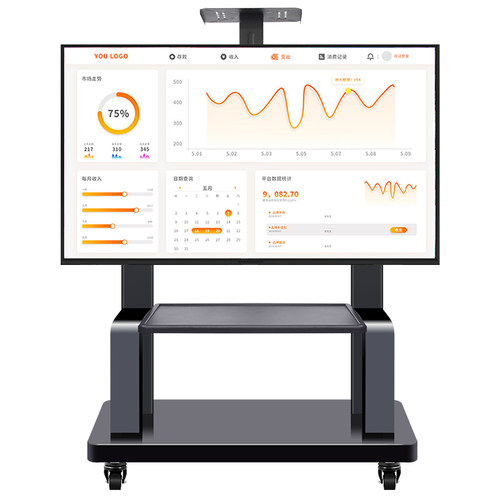 适用东芝松下创维电视机落地式支架移动旋转推车一体机会议展示架 - 图3