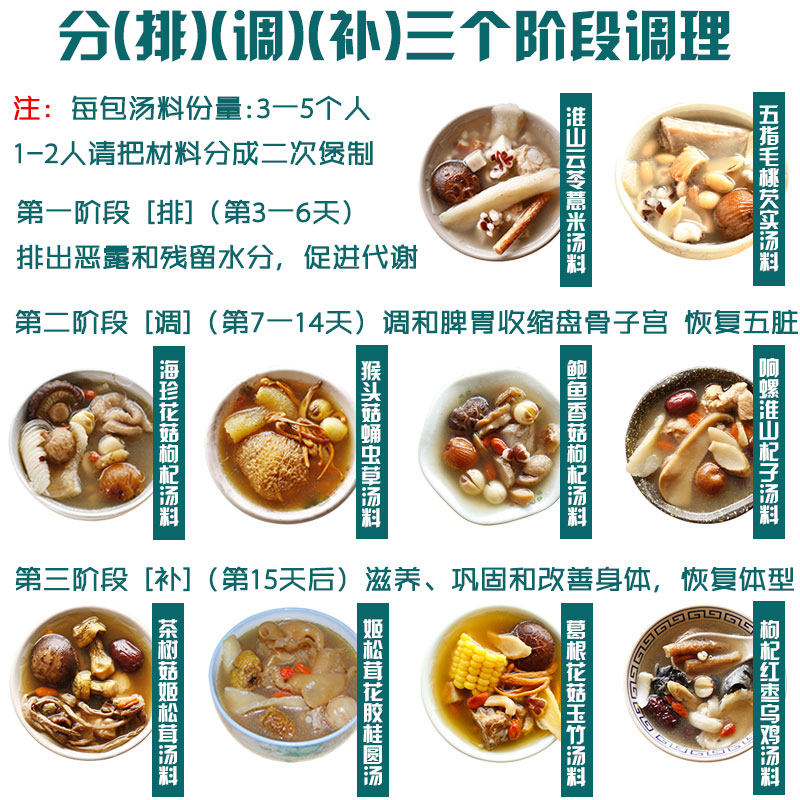 冠膳月子餐产后营养煲汤材料包顺产剖腹产产后调理炖鸡补品汤料包