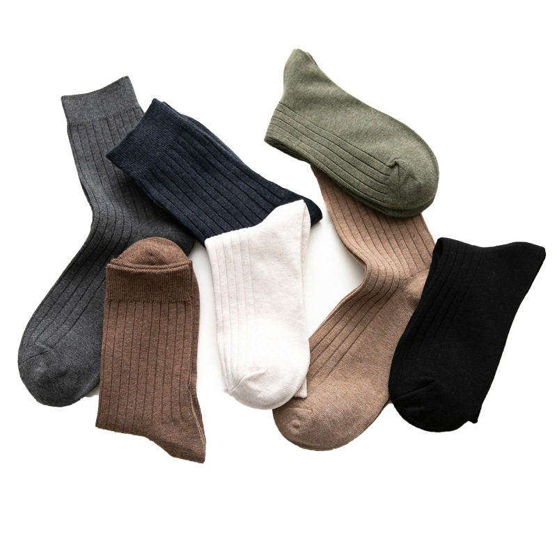 秋季男士纯棉双针抽条纯色商务袜子 斯布伦服饰短袜/打底袜/丝袜/美腿袜
