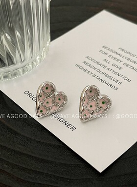 小香风耳钉925爱心花朵耳钉
