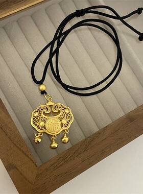 新中式福气如意宝宝豆豆长命金锁