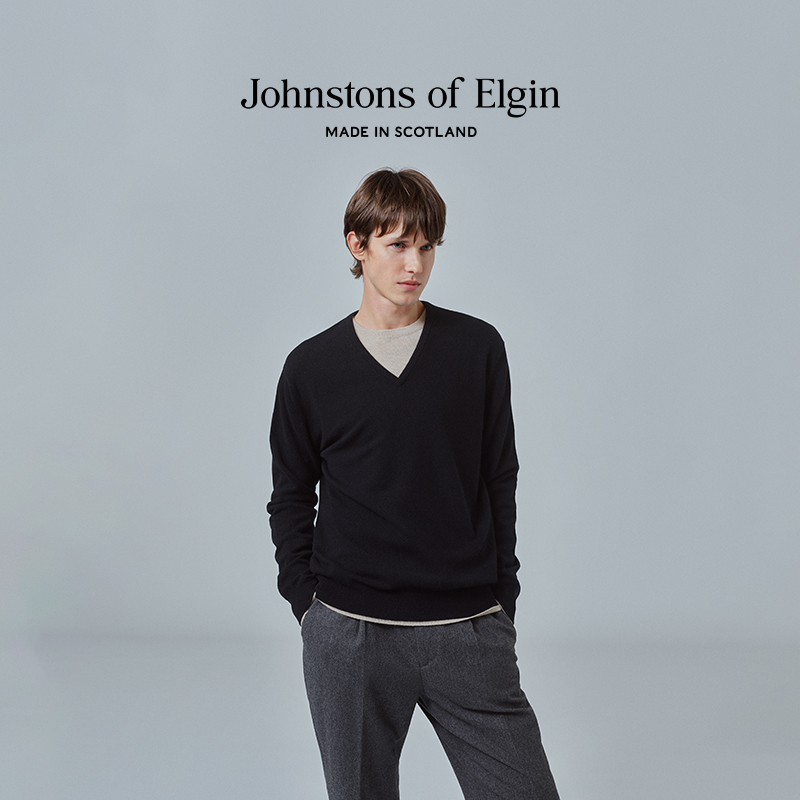 【限时85折】Johnstons of Elgin经典V领羊绒衫男士针织衫秋冬 - 图2