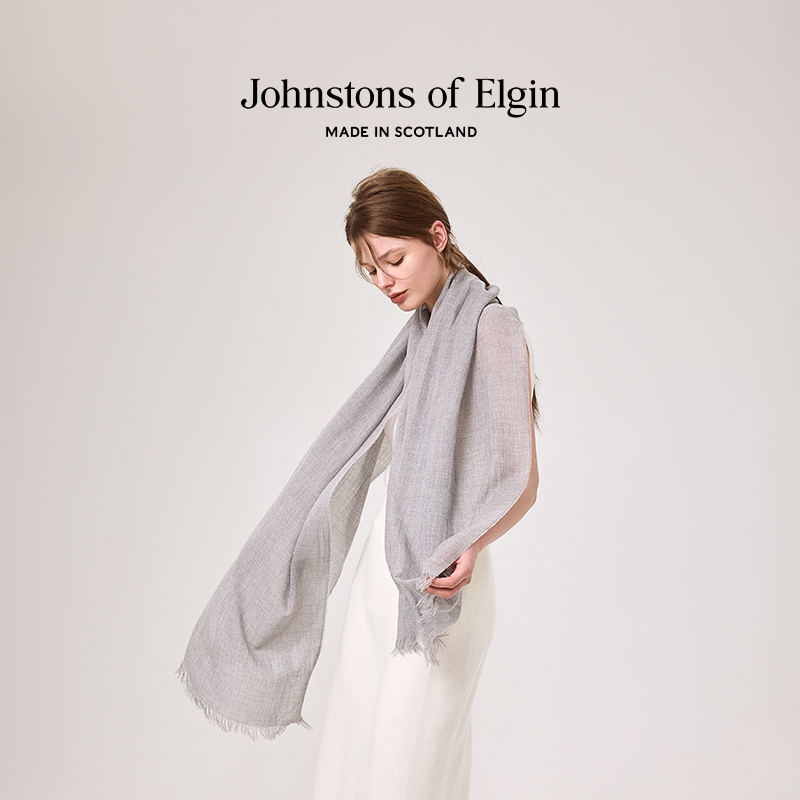 【夏日披肩】Johnstons of Elgin轻薄美利奴羊毛披肩大围巾礼盒 - 图1