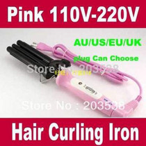 drop hair roller pink curling iron three barrel 110-220v e