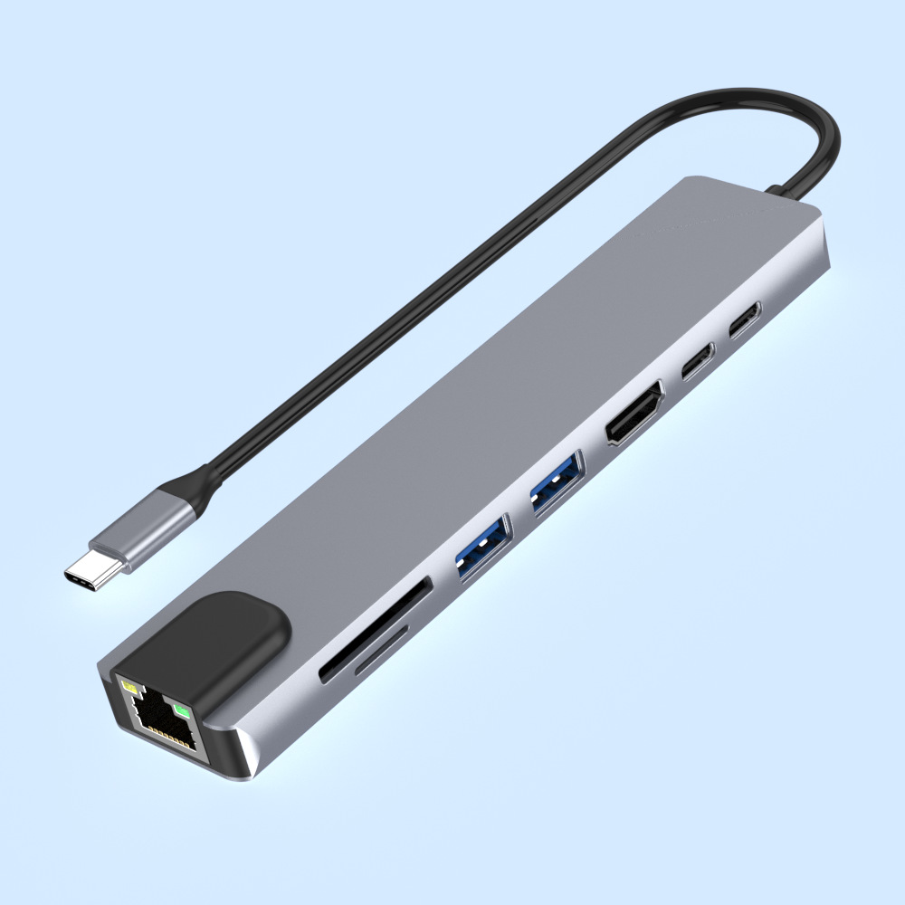 Type-C docking station USB splitter HDMI adapter docking station projection screen expansion PD fast charging suitable for mobile phones and tablets USB converter type-c to network card computer network cable expansion