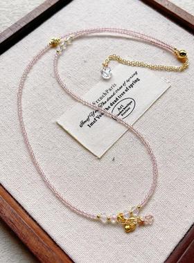 2025新货 切面粉尖晶 配切面手链 三圈多层手链手串手饰 新款女士