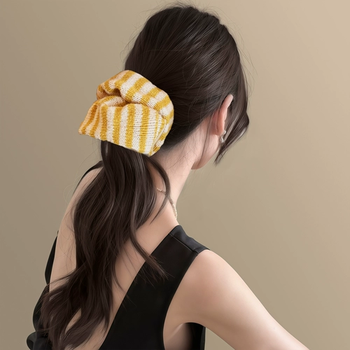 Желтая трикотажная универсальная заколка для волос, резинка для волос, простой и элегантный дизайн