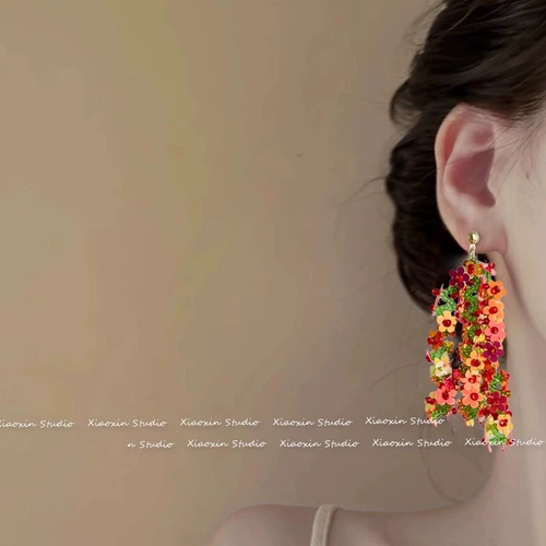 Дизайнерские изысканные клипсы, милые серьги, в цветочек, защита для ушей