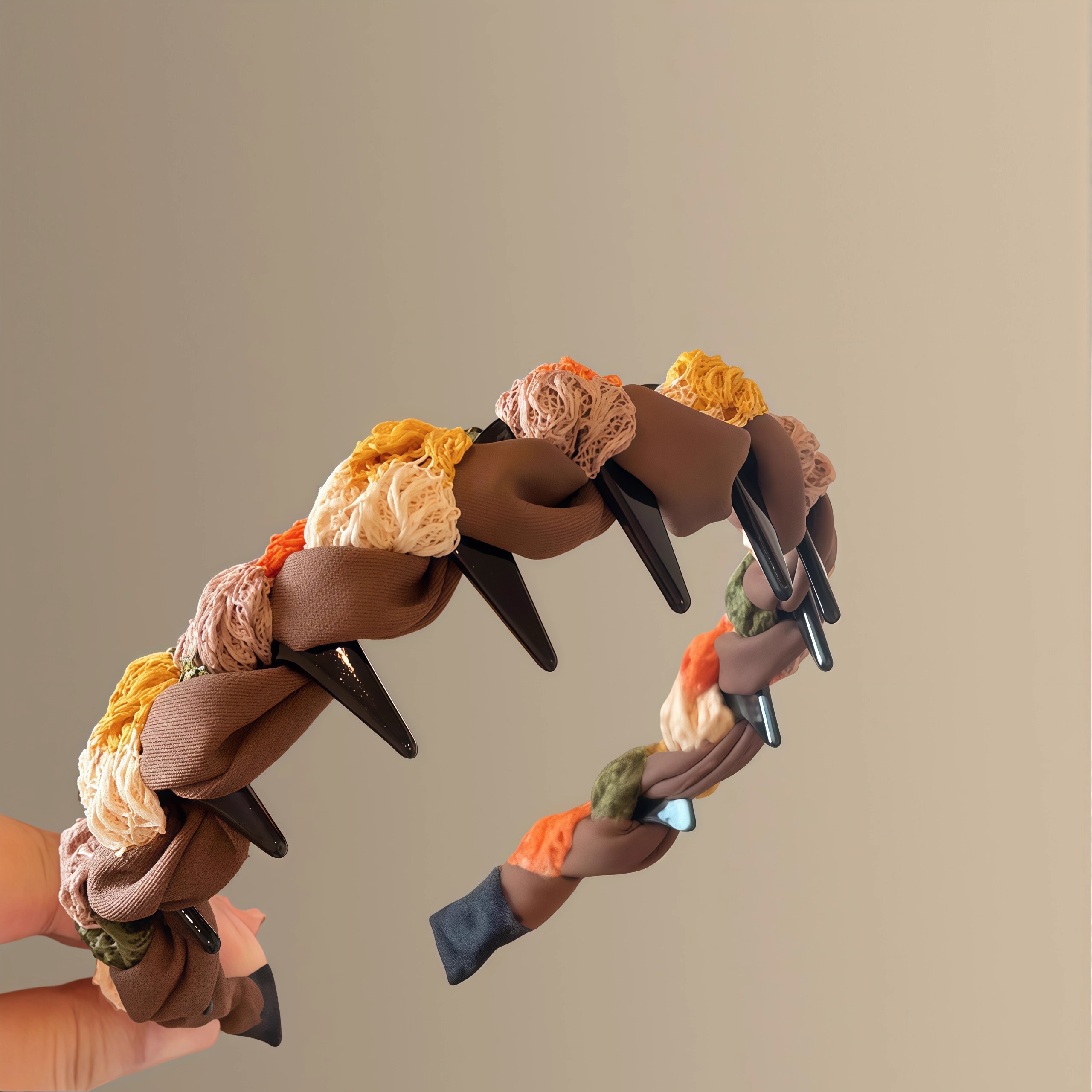 橘生淮南！气质拼色绕线带齿发箍高颅顶甜美百搭洗脸头箍旅行发卡 - 图1