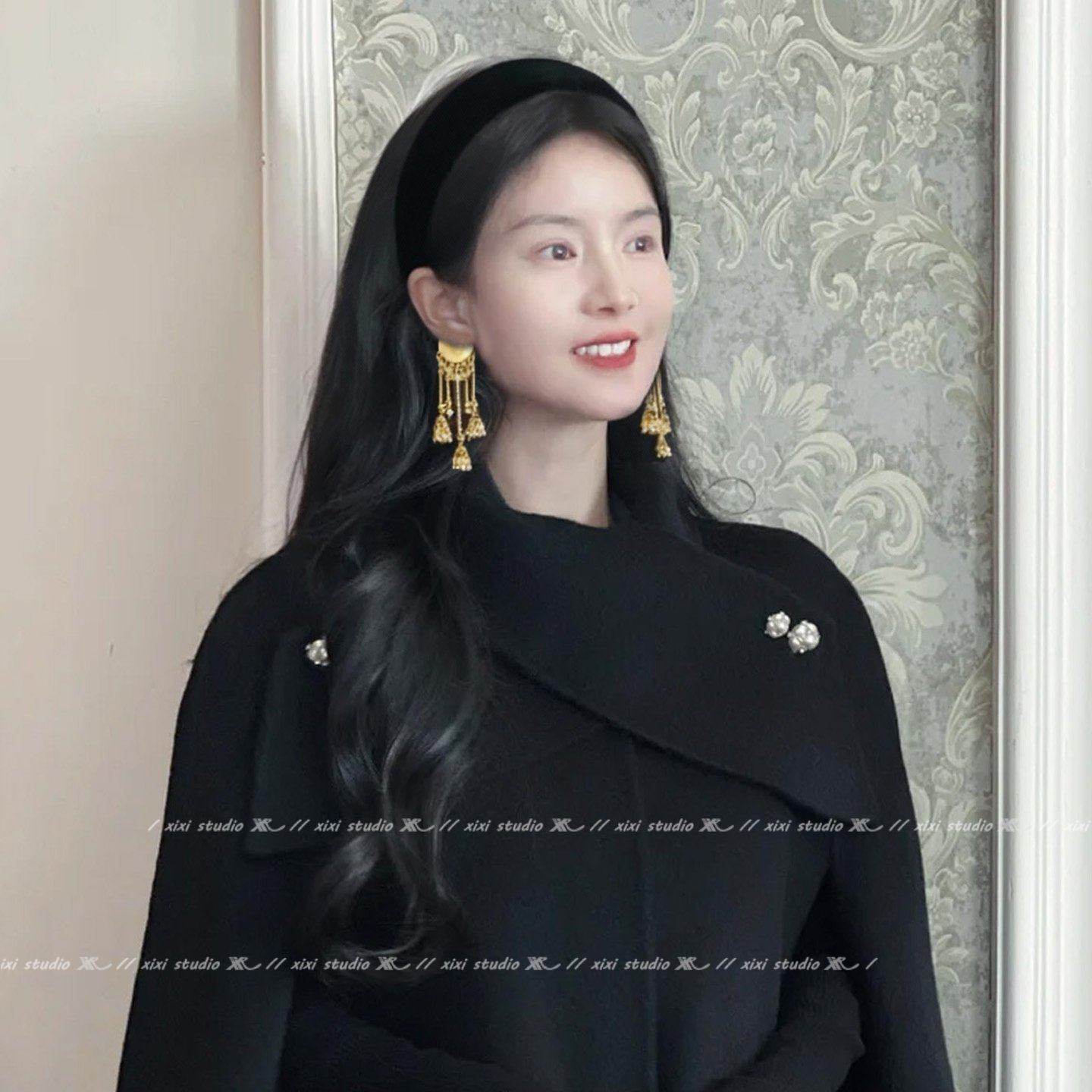 黑色丝绒流苏发箍女气质宽边高颅顶头箍发饰民族风外戴压发卡旅行,淘宝优惠券,粉丝福利购,淘宝优惠卷