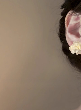 【设计原创】黄色晕染山茶花耳钉