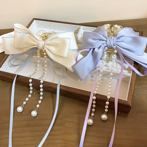 Большая высокая заколка для волос с бантиком, заколка-крабик, акула с кисточками, аксессуар для волос, изысканный стиль, китайский стиль