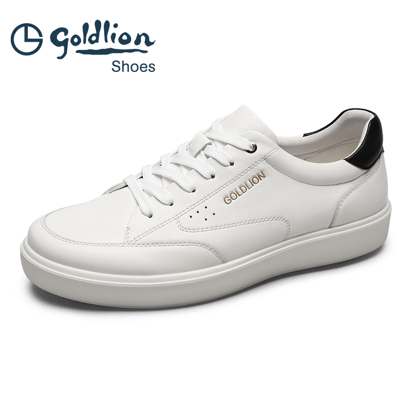 Goldlion/金利来小白鞋男25四季真皮板鞋男士休闲运动鞋日常通勤 - 图0