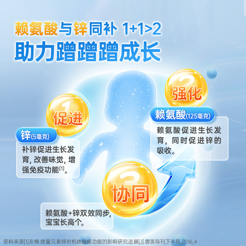 巨可生赖氨葡锌颗粒厌食挑食赖氨酸葡萄糖酸锌促生长发育改善味觉