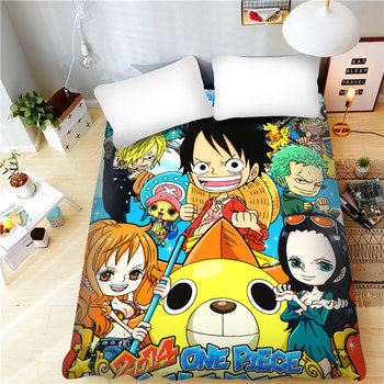 ກາຕູນ Lan Yuchen anime One Piece bed sheet single piece students dormitory double 1.8m boys Luffy out to sea sheet