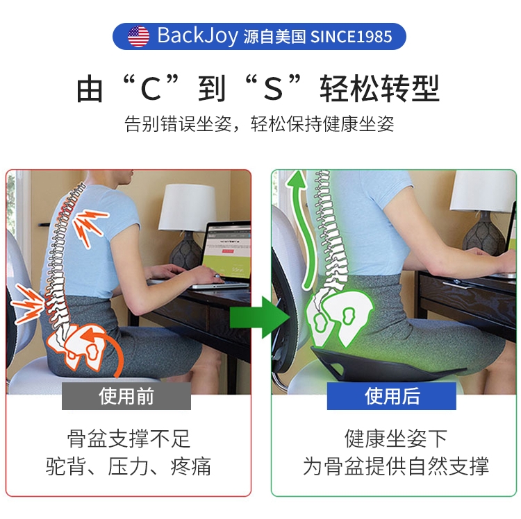 正品BackJoy美臀护腰矫姿翘臀坐垫久坐神器办公室提臀坐姿矫正垫-图1