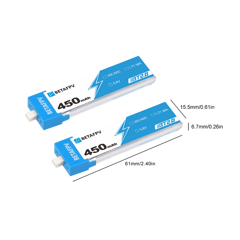 BETAFPV 450mAh1S锂电池四轴无人机电池穿越机fpv 4个装30C BT2.0 - 图2